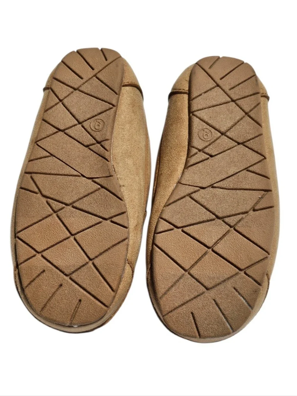 Crown Vintage Kids Tan Faux-Suede Fur Lined Moccasin Slippers Size 9